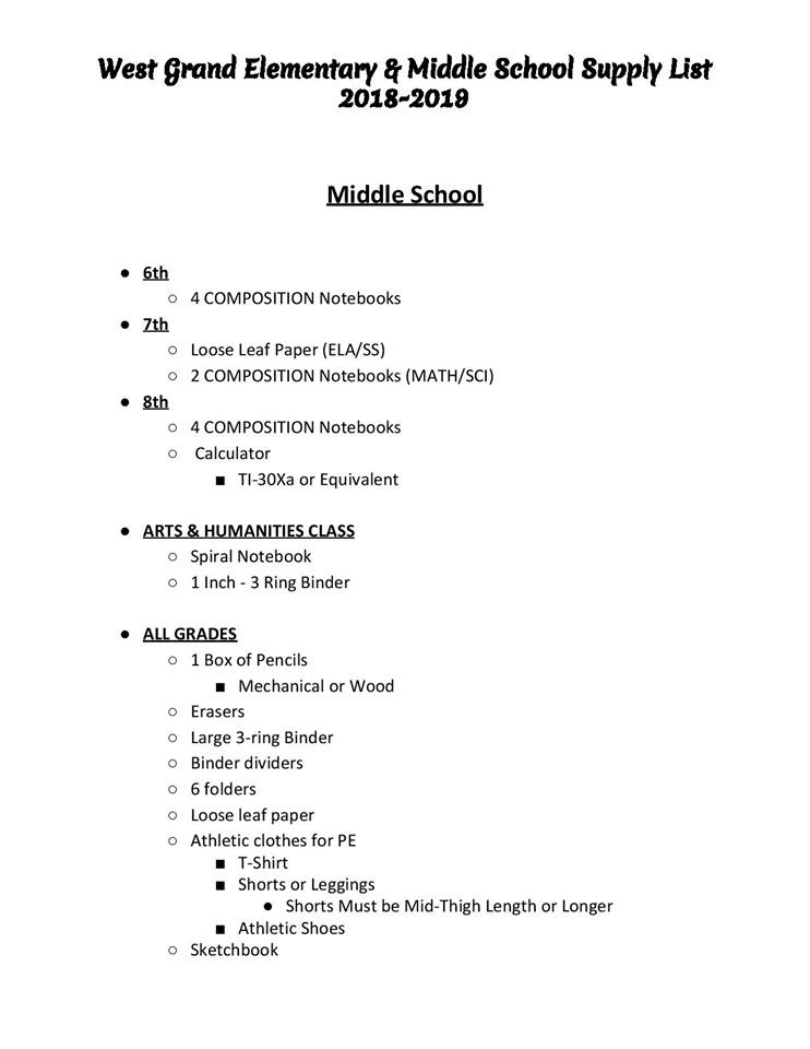 Supply List